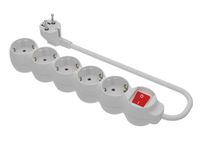 Simon Brico Basicline Socket 5 geaarde stopcontacten + schakelaar + kabel 1,5 m 3G1, wit