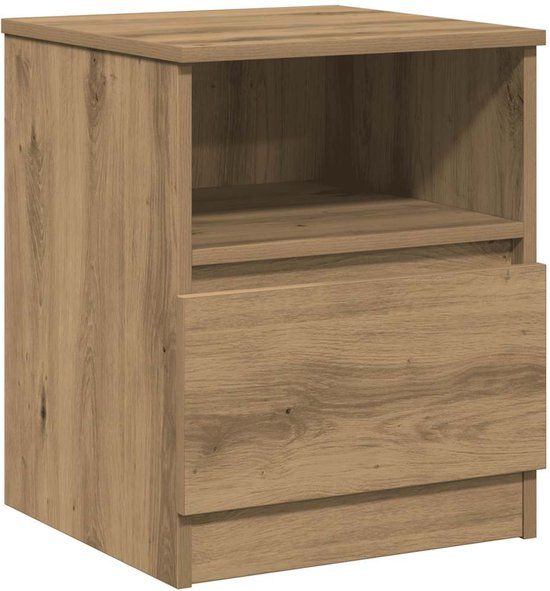 vidaXL Nachtkastje 40x40x50 cm bewerkt hout artisanaal eikenkleur