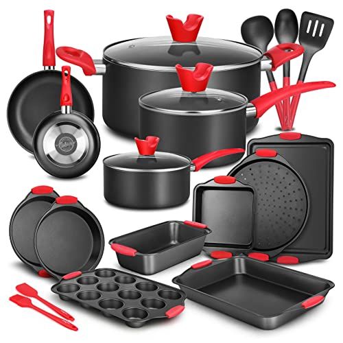 NUTRICHEF NCSBCW21S - Koekenpan - Zwart - Roestvrij staal - Siliconen handgrepen - Ovenbestendig