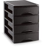 Plasticforte Ladekastje bureau organizer SORTED - 4 lades - donkerbruin - L26 x B35 x H36 cm - kunststof - organiseren