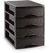 Plasticforte Ladekastje bureau organizer SORTED - 4 lades - donkerbruin - L26 x B35 x H36 cm - kunststof - organiseren
