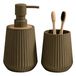 Tendance Badkameraccessoires set striped - groen - zeeppomp/tandenborstelhouder