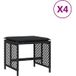 Tabourets de jardin et coussins lot de 4 noir 41x41x36 cm rotin