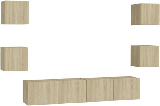 vidaXL 6-delige Tv-meubelset bewerkt hout sonoma eikenkleurig