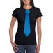 Bellatio Decorations Zwart t-shirt met blauwe stropdas dames S