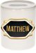 Bellatio Decorations Shoppartners Bv Spaarpot met voornaam Matthew - wit - met goud/zwart embleem - 8 x 9 cm - keramiek - met afsluitdop - cadeau verjaardag