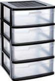 Plasticforte Ladeblok met 4 lades - Zwart/Transparant