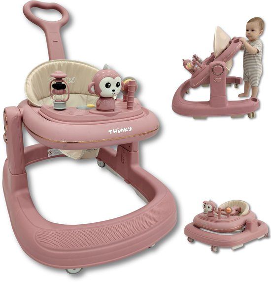 Twinky® Babywalker GO - 4-in-1 Loopstoel Baby & Loopwagen met 3-delige speelset – Loopstoeltje & Loopkar Inklapbaar inclusief Voetenmat en Steel