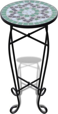 vidaXL Mozaïek Bijzettafel Rond Groen Wit - 60 cm