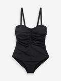 Next - Dames - Buikcorrigerend DD+ bandeau-badpak met beugels - Zwart