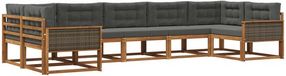 vidaXL - Salon d'angle - 7 places assises - Naturel et anthracite