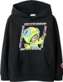 NAME IT Jongens Sweater met capuchon en printopdruk - Katoen - Maat 146/152 - Zwart