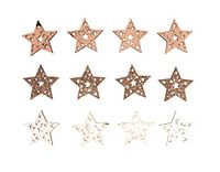 Rayher Houten strooidelen sterren, 3,5cm, kleurrijk, met kleefpunt, SB-Btl. 12stuks, 46612999