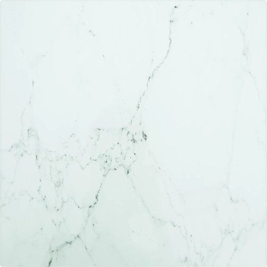 vidaXL Tafelblad - 30x30 cm - 6 mm - Gehard Glas - Marmeren Design - Wit