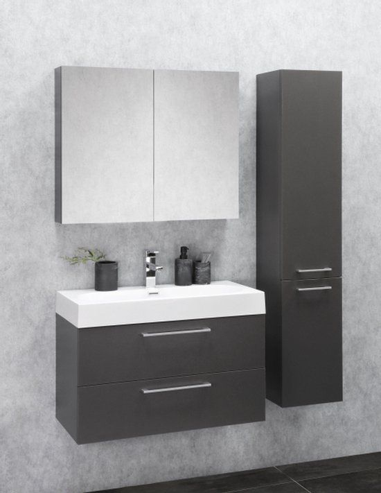 Differnz Somero Badkamermeubelset 60 cm Antraciet - Zonder Spiegelkast