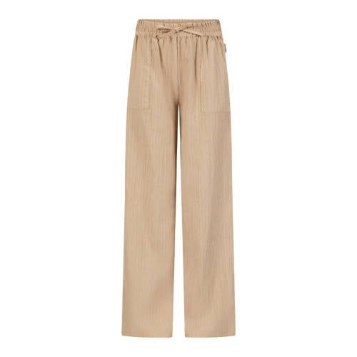 Retour Jeans wide leg casual broek beige