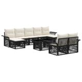 vidaXL Ensemble de canapé de jardin 10 pc Noir et blanc crème