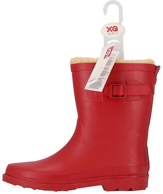 XQ Regenlaarzen kinderen - Unisex - Fake Fur voering - Rood