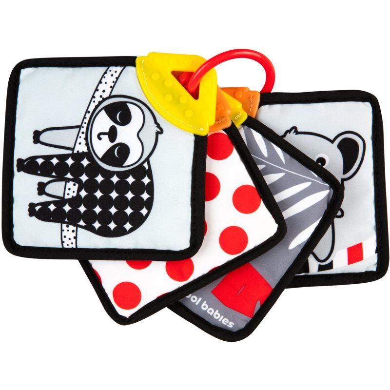 Canpol Babies Sensorische kaarten met zacht contrast, zwart-wit patronen, 12 x 12 cm, 4 dubbelzijdige kaarten met bijtring, 0+ maanden