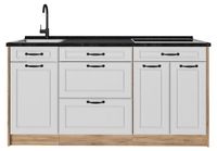 Vicco R-Line Bloc cuisine, Blanc campagne/Chêne doré 160 cm