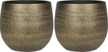 Ter Steege Plantenpot - Set van 2x stuks - metal look - goudkleurig - D26 x H25 cm - bloempot
