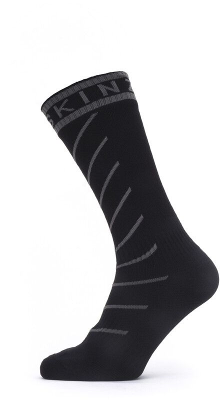 SealSkinz Waterproof Warm Weather Mid-High Socks with Hydrostop - Black/Grey - M (EU 39-42)