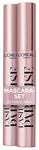 L'Oréal Lash Paradise Intense Black, diepzwarte mascara voor intensief volume en spectaculaire lengte, geschikt voor gevoelige ogen, dubbelpak