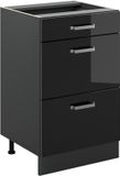 Vicco Keukenonderkast R-Line, Zwart hoogglans/Antraciet, 50 cm zonder werkblad