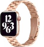 By Qubix Qubix - Stalen slim fit schakelband - Rosé goud - Geschikt voor Apple Watch 38mm / 40mm / 41mm / 42mm