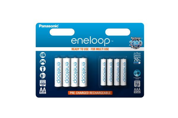 Panasonic Eneloop AA Rechargeable Batteries - 8 Pack - 1900 mAh