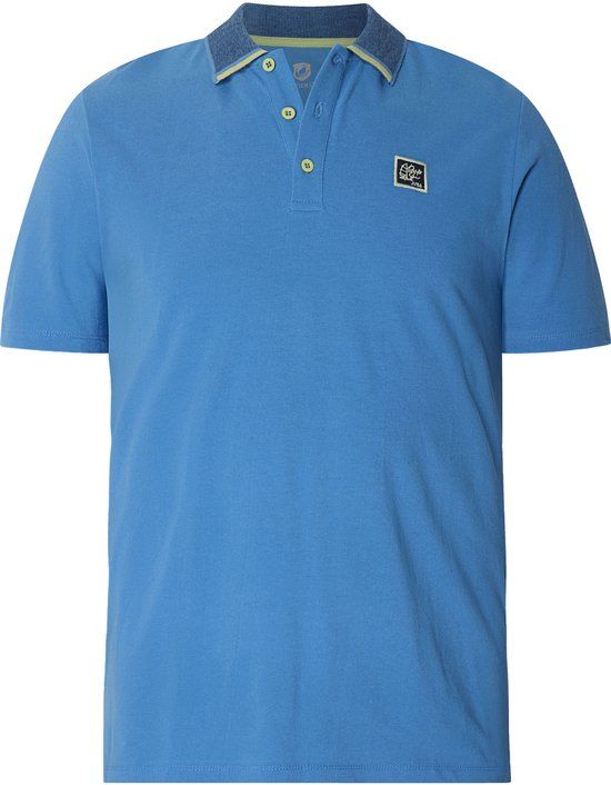 Jan Vanderstorm heren Poloshirt - Blauw - Katoen - Korte mouw - Loose Fit - Maat 56/58