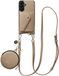 AVY Étui en cuir pour Samsung Galaxy A56 | Avec cordon, portefeuille et pochette | Compatible MagSafe | Étui en cuir avec cordon de 130 cm | Long Leather | Beige