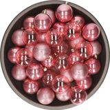 Decoris Kerstballen - 25 stuks - 6 cm - Kunststof - Oudroze