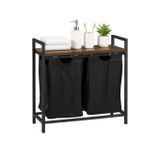 Relaxdays Wasmand 46L Rechthoekig MDF, Metaal, Polyester Zwart