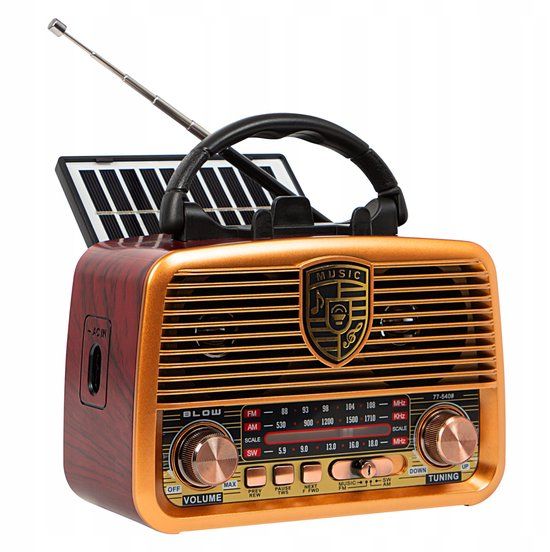 Blow RA10 - Draagbare Retro Radio op Zonne-energie met Bluetooth 5.0 - Bruin