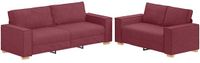 vidaXL 2-delige Loungeset met kussens, stof, wijnrood