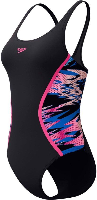 Speedo Hyperboom Muscleback 1 Piece Dames Sportbadpak - Zwart/Roze