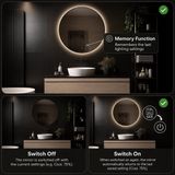 BES LED Badkamerspiegel Megon Novis 80x80 cm - Zwarte Lijst - Rond - Met Verlichting