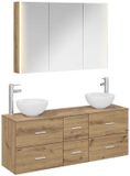 vidaXL Badkamermeubel Set 4 stuks Artisanaal eiken Bewerkt hout en glas