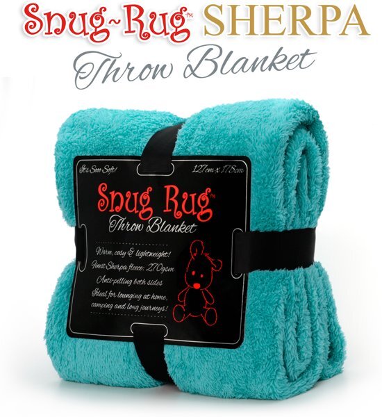 Snug Rug Sherpa - Plaid - Extra Dik - Groenblauw / Teal - Premium Throw Deken - TV Deken - Knuffeldeken - Woondeken - Fleece Deken
