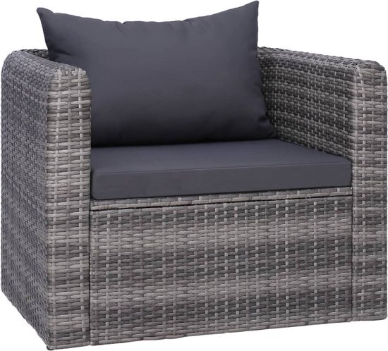 vidaXL 8-delige Loungeset met kussens poly rattan grijs