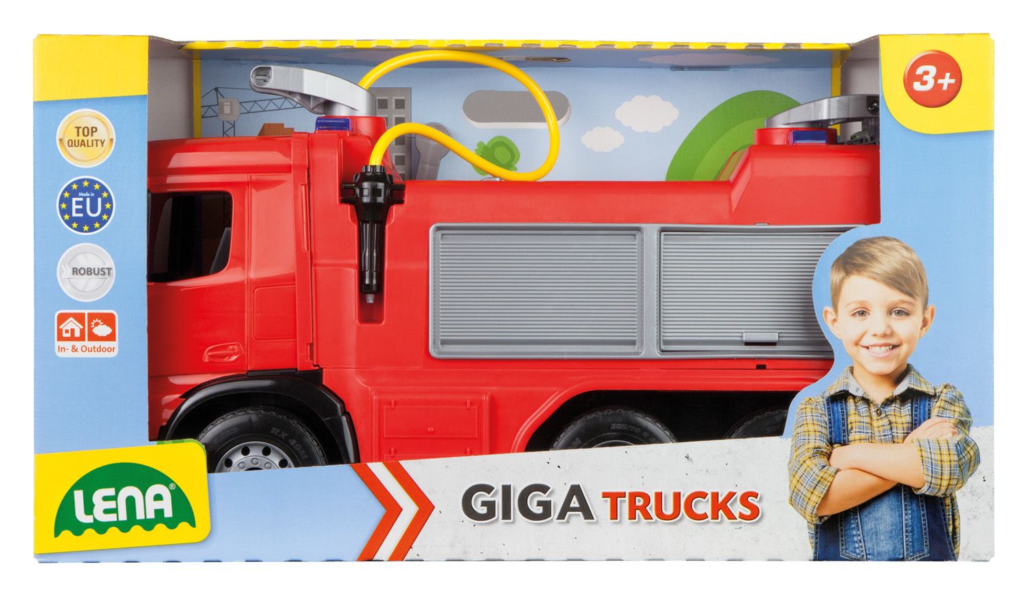 Lena GIGA TRUCKS Ride-on Brandweerwagen Mercedes-Benz Actros - 66cm - Rood/Zilver