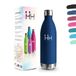 Drinkfles, 1000 ml BPA-vrij, roestvrijstalen drinkfles, 304 roestvrij staal, waterfles, dubbelwandig vacuüm geïsoleerd, geïsoleerde fles voor kamperen, kantoor, sportschool - Donkerblauw lekvrij