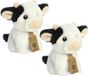Aurora Set van 2 pluche koeien knuffels - 13 cm - Zwart/Wit
