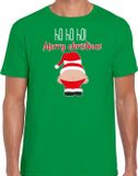 Bellatio Decorations Heren Kerst T-shirt - Kerstman - Groen - Maat S