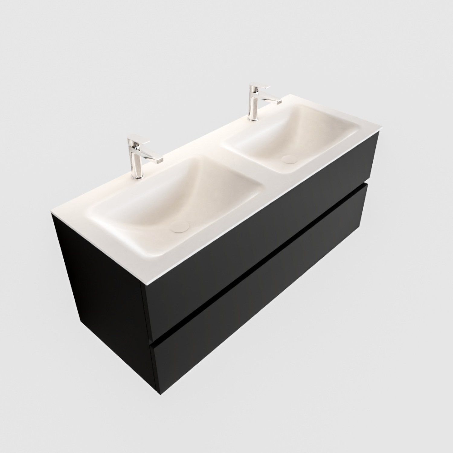 Boss & Wessing Badkamermeubel solid surface bws oslo 120x45 cm mat zwart urban dubbel (2 kraangaten)
