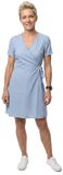 ONLY Addiction-caro Jurk Korte Mouwen V-hals Effen Katoenmix Linnenmix Cashmere Blue Vrouw