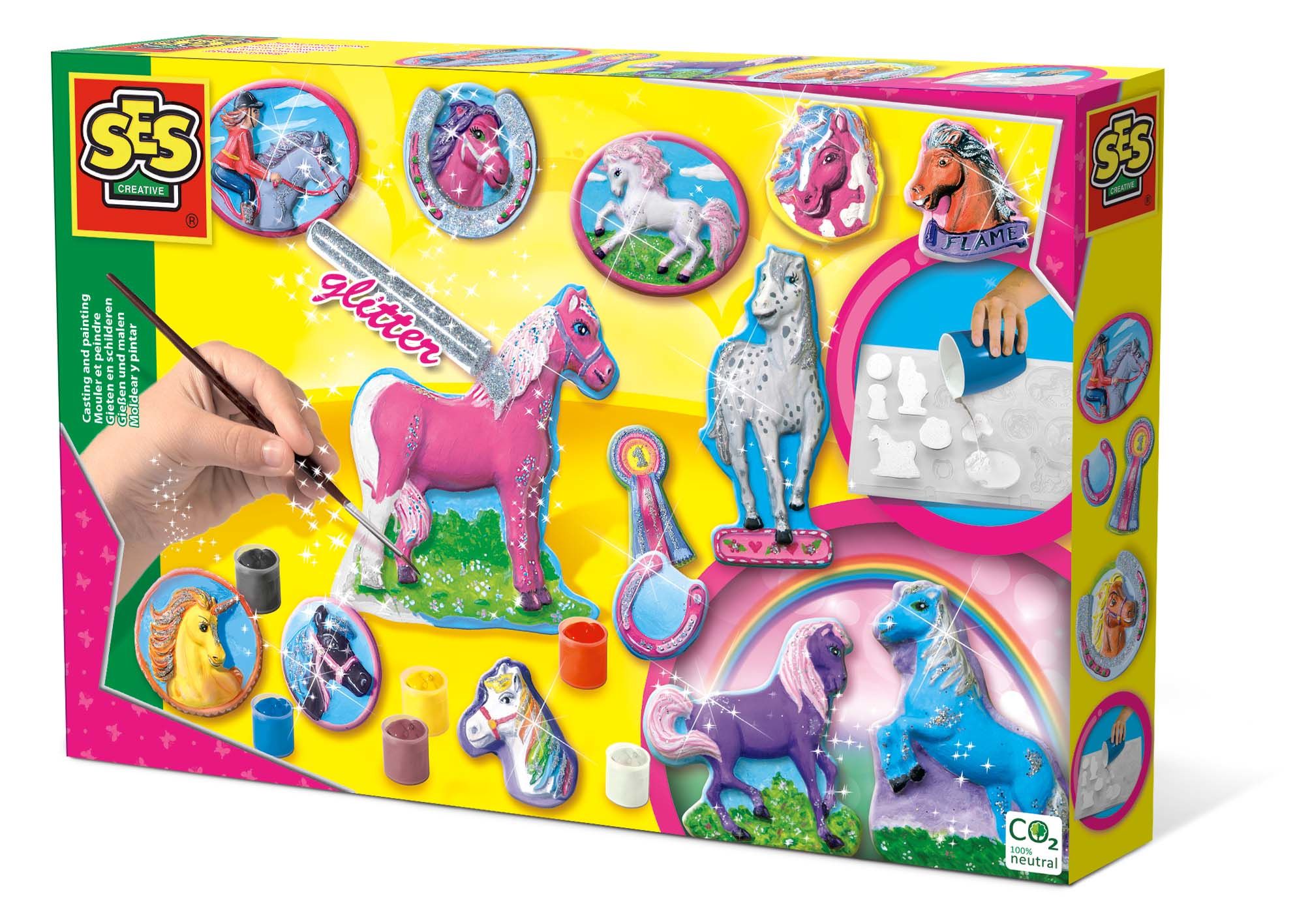 SES Creative Gieten en Schilderen - Fantasiepaarden - Knutselset voor Kinderen - 5+ Jaar