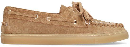 Manfield - Dames - Cognac suède boatloafers - Maat 40