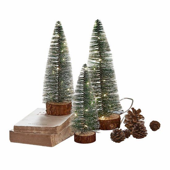 LOBERON Ledsierboom set van 3 Thalindra groen/wit/bruin